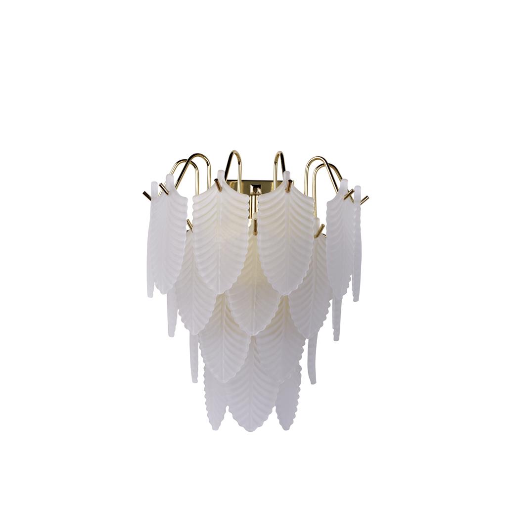 Feather 25cm Blanc/laiton applique murale De Searchlight - Placez-la id&eacute;alement dans votre salon, o&ugrave; elle contribuera &agrave; cr&eacute;er une atmosph&egrave;re apaisante tout en apportant une touche de style &agrave; votre d&eacute;coration.