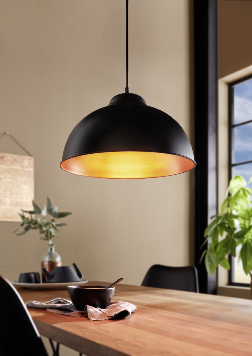 Truro Ø37 Noir suspension De Eglo - La suspension Truro est une lampe en m&eacute;tal &eacute;l&eacute;gante au design industriel classique.