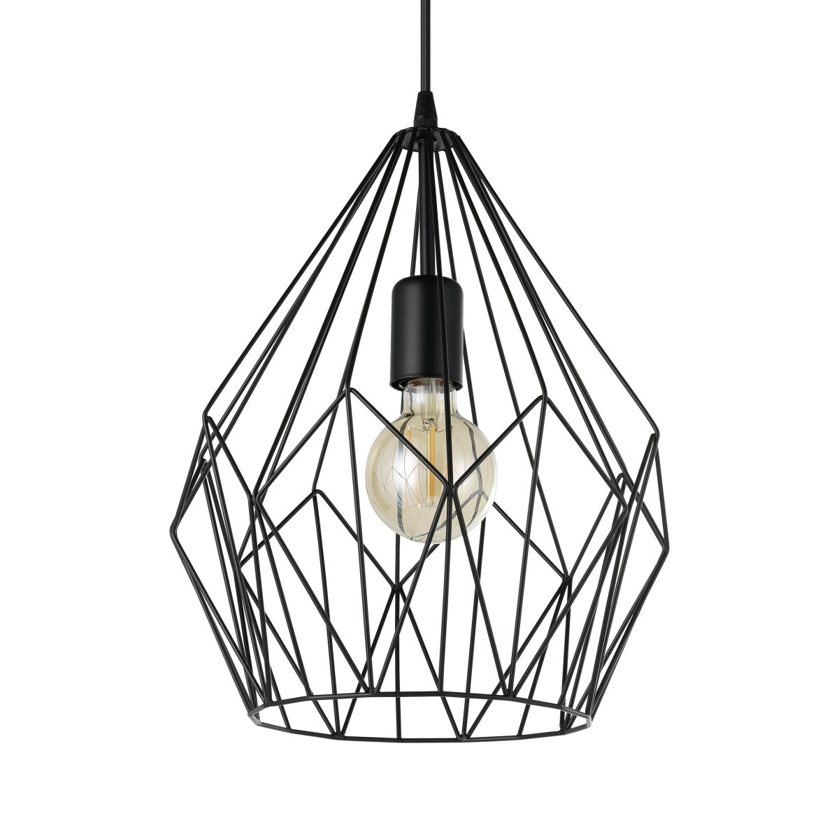 Carlton Ø30 Noir suspension De Eglo - Elle est id&eacute;ale pour apporter une touche tendance et raffin&eacute;e au-dessus d'une table &agrave; manger ou dans un salon.