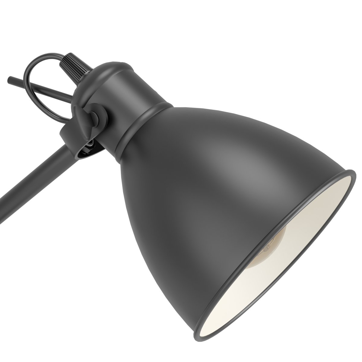 Priddy Noir lampadaire De Eglo - L'int&eacute;rieur blanc de l'abat-jour diffuse une lumi&egrave;re douce et agr&eacute;able, faisant de cette lampe un &eacute;l&eacute;ment de d&eacute;coration raffin&eacute; dans n'importe quelle pi&egrave;ce.