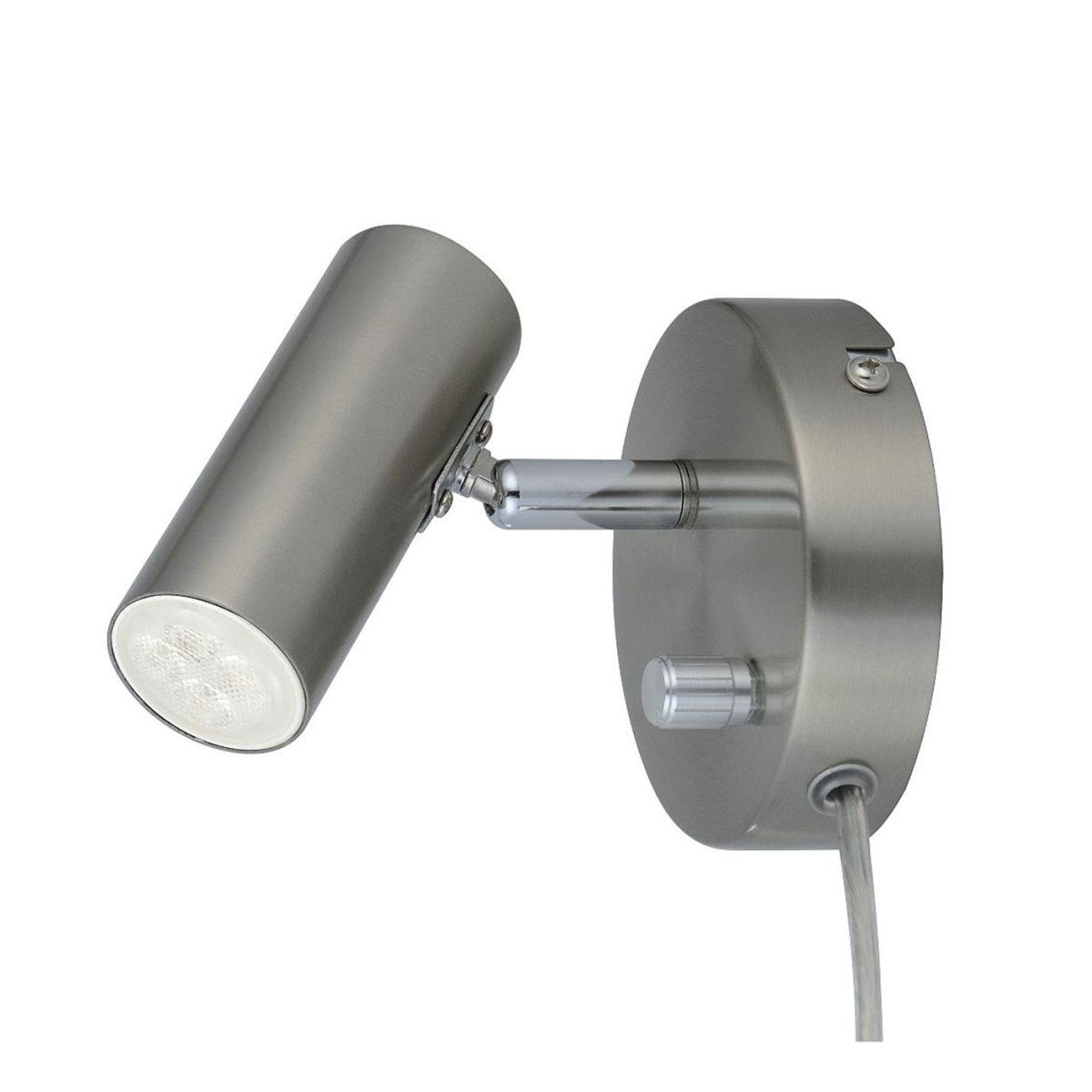  Mini Nickel satiné lampe de lecture De Oriva - La mini applique murale en métal avec une finition nickel satiné est parfaite comme lampe de chevet.
