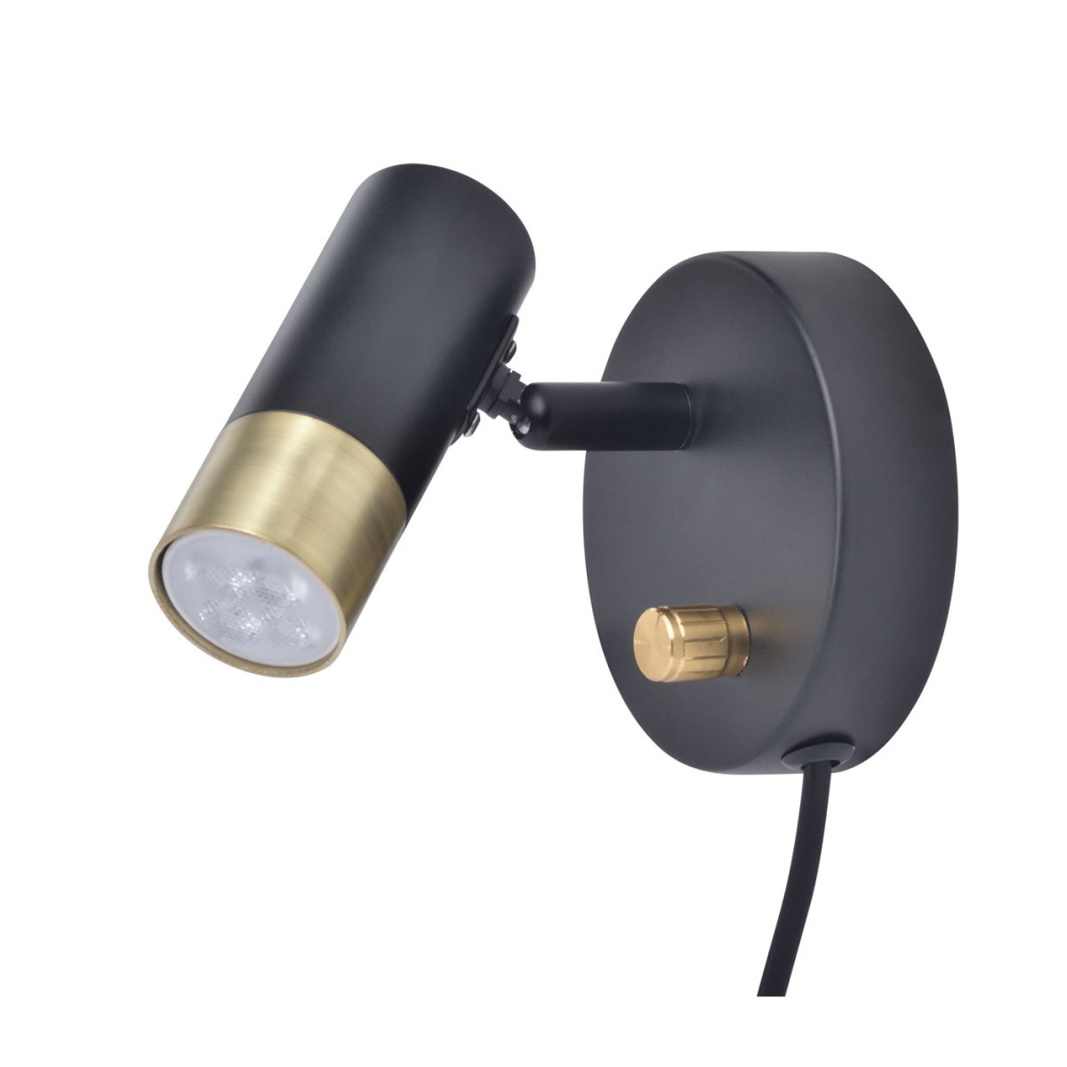  Mini Laiton noir lampe de lecture De Oriva - La mini applique murale en m&eacute;tal noir avec des d&eacute;tails dor&eacute;s est parfaite comme lampe de chevet.