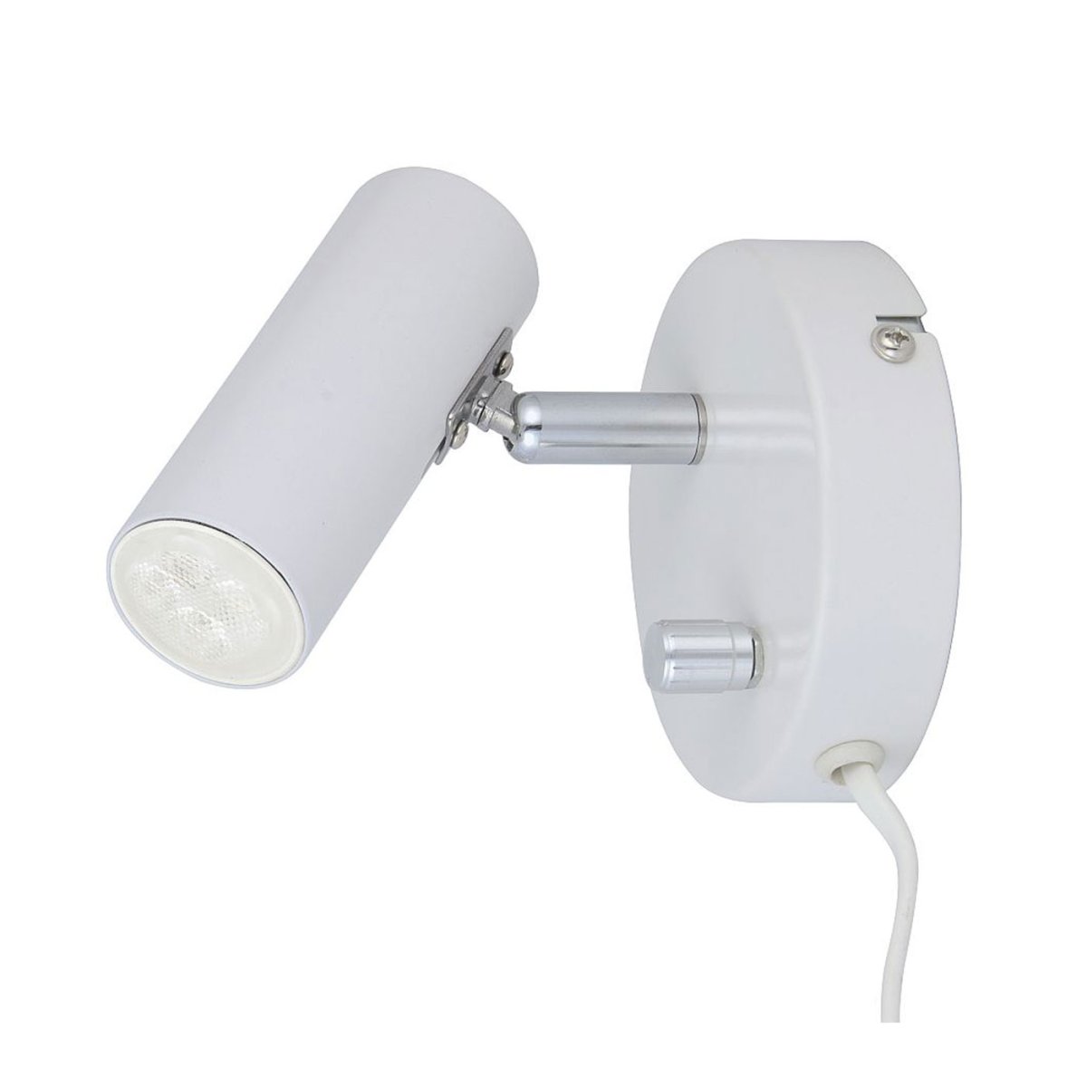 Mini Blanc lampe de lecture De Oriva - La mini applique murale en métal blanc avec détails chromés est parfaite comme lampe de chevet.