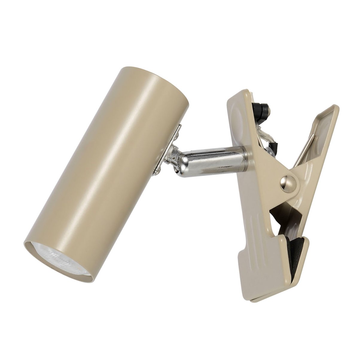 Mini Nougat lampe à pince De Oriva - Sa pince robuste permet de la fixer facilement sur une table, une étagère ou une tête de lit, tandis que le spot directionnel oriente la lumière avec précision.
