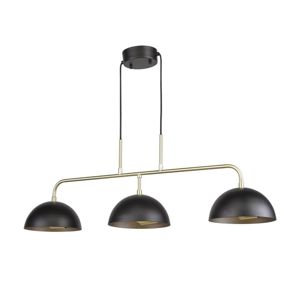 Milano 90cm Noir suspension De Oriva - Chaque abat-jour dispose de deux sources lumineuses qui fournissent une lumi&egrave;re vive vers le bas.