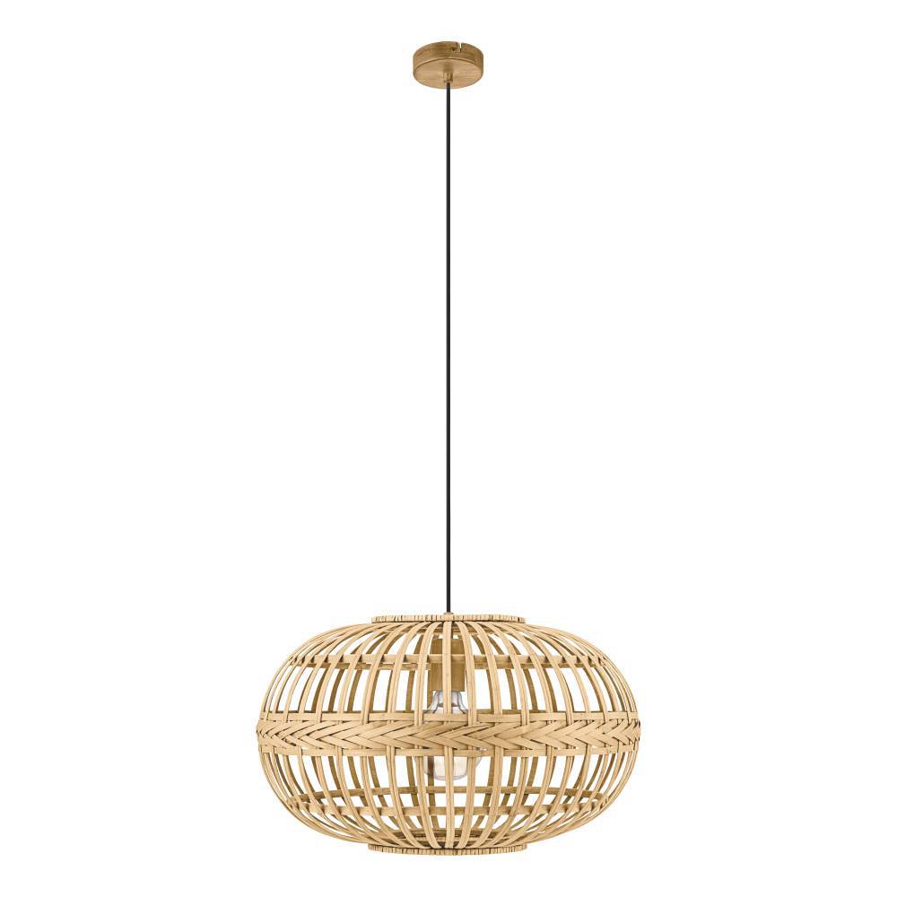 Amsfield Ø38 Nature suspension De Eglo - Cette suspension en rotin joliment tressé diffuse une lumière chaleureuse et naturelle qui crée une atmosphère accueillante dans la pièce.