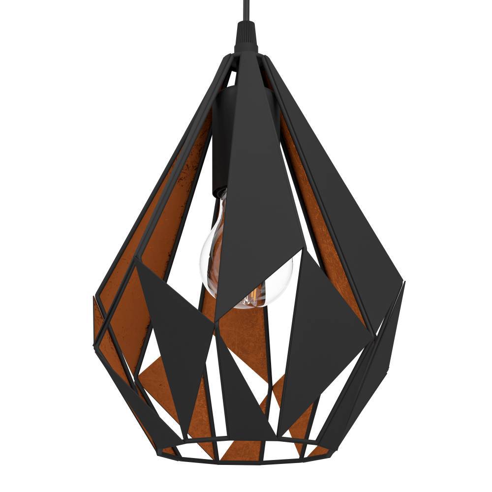 Carlton Ø20 Noir suspension De Eglo - Le style minimaliste et la forme unique de la lampe en font un ajout moderne et sophistiqu&eacute; &agrave; votre int&eacute;rieur.