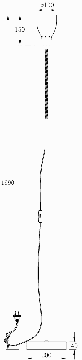 Sarek Acier lampadaire De Aneta Lighting - Sarek est un lampadaire élégant en métal brossé mat avec un bras flexible pour un réglage facile de la lumière.