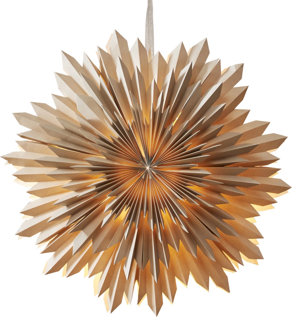 Ice Ø50 Beige De Star Trading - Fantastique &eacute;toile en papier beige r&eacute;alis&eacute;e &agrave; partir de trois couches de papier pli&eacute;.