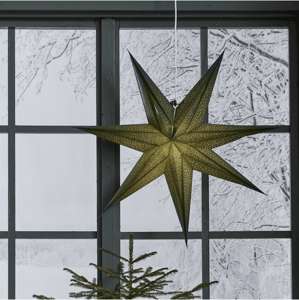 Holly Ø60 Vert De Star Trading - Cette &eacute;toile cr&eacute;e une ambiance festive et son joli motif perl&eacute; diffuse une douce lumi&egrave;re.