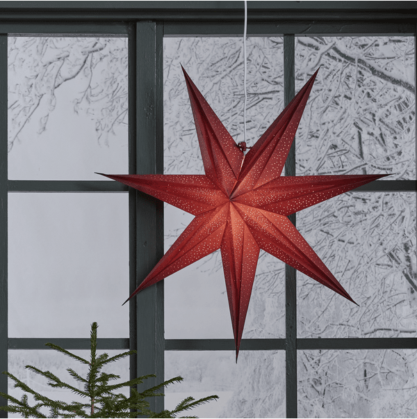 Holly Ø60 ROUGE De Star Trading - Cette &eacute;toile cr&eacute;e une ambiance festive et son joli motif perl&eacute; diffuse une douce lumi&egrave;re.