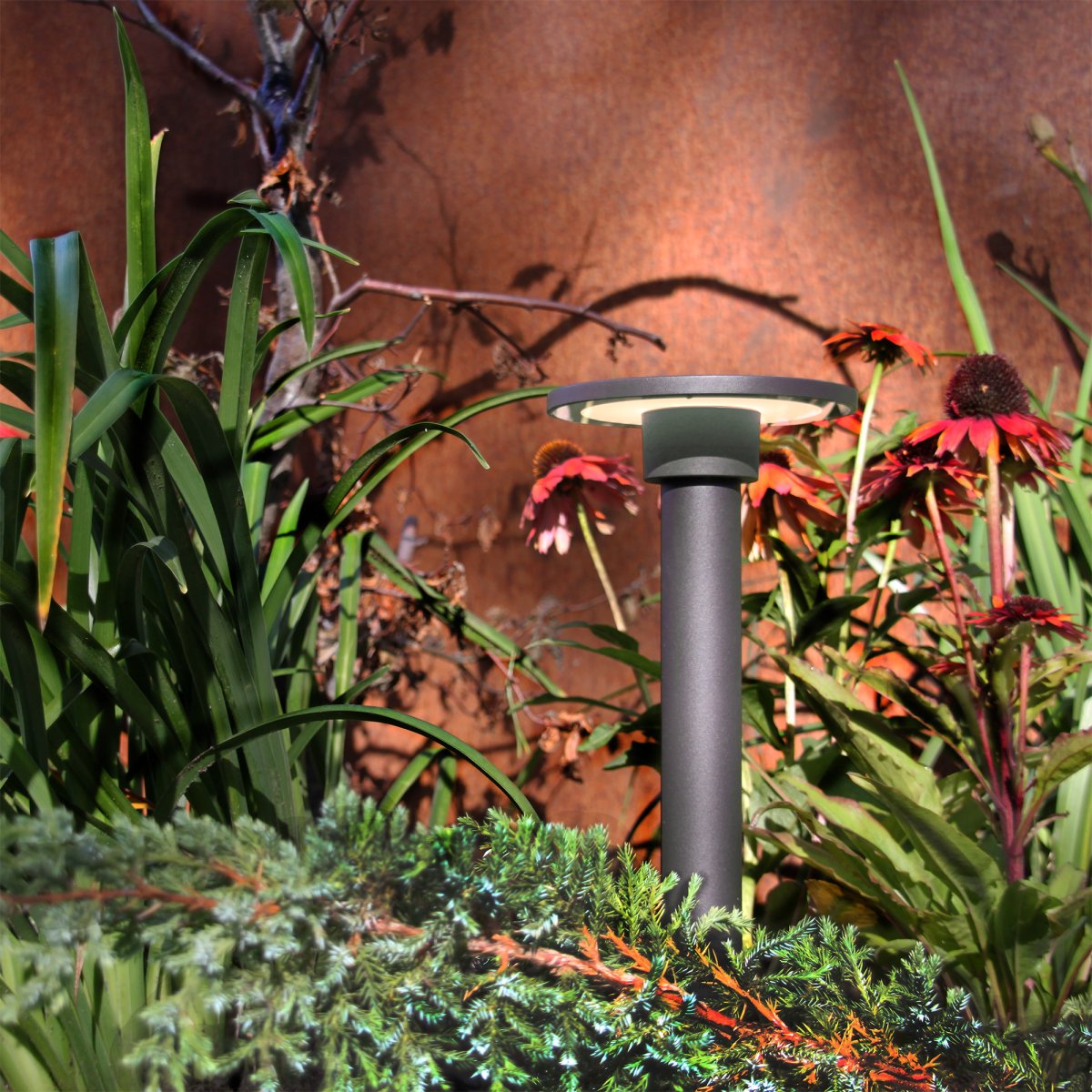 Orbit Gris foncé De Lightson - Même utilisé verticalement dans un parterre de fleurs, il est efficace et illumine les plantes environnantes, tandis que la lampe assure une répartition uniforme et fine de la lumière.