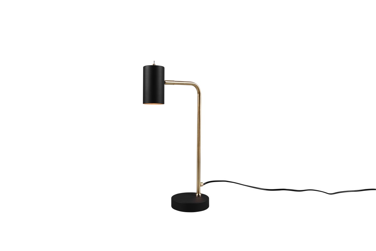 Marley 45cm Laiton mat lampe de bureau De Trio Lighting - La lampe de table minimaliste MARLEY met des accents d'éclairage atmosphériques avec ses lignes claires et son design élégant.
