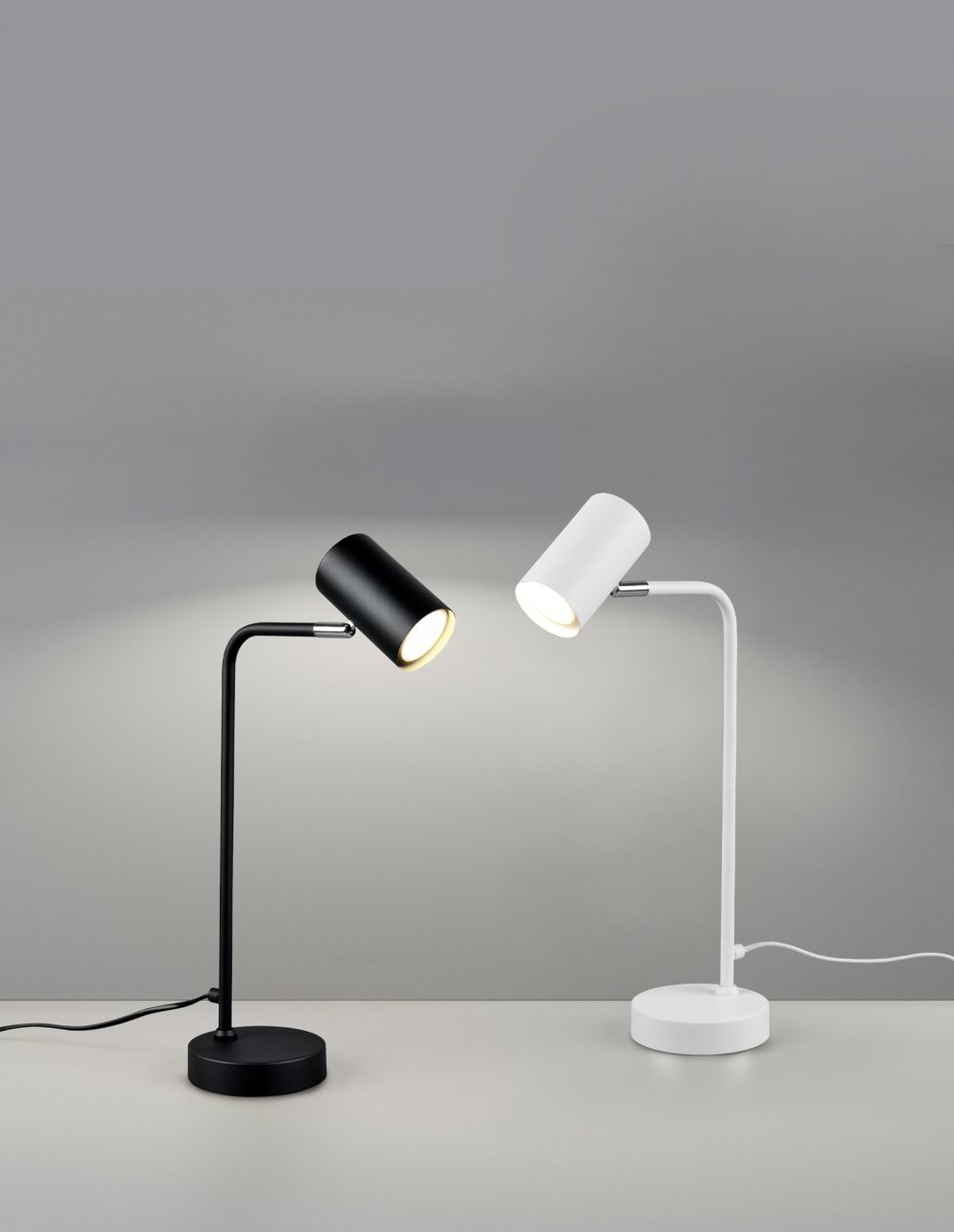 Marley 45cm Noir lampe de bureau De Trio Lighting - La tête de lampe est réglable et peut être orientée vers le haut et vers le bas, ce qui la rend parfaite comme accroche-regard sur le bureau ou comme éclairage d'accentuation au bureau.