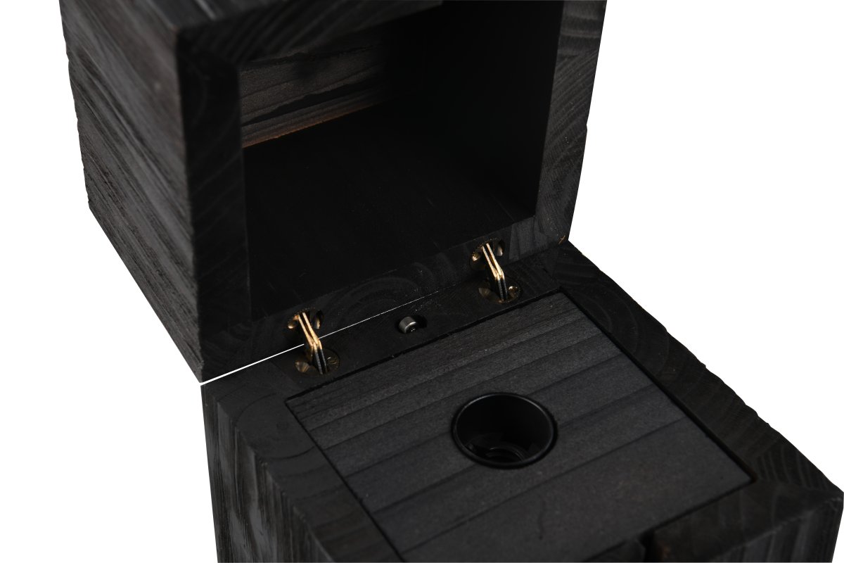 Treasure 16cm Noir lampe de table De Trio Lighting - Un interrupteur de porte allume automatiquement la lampe lorsque le couvercle est ouvert et reste allumé.