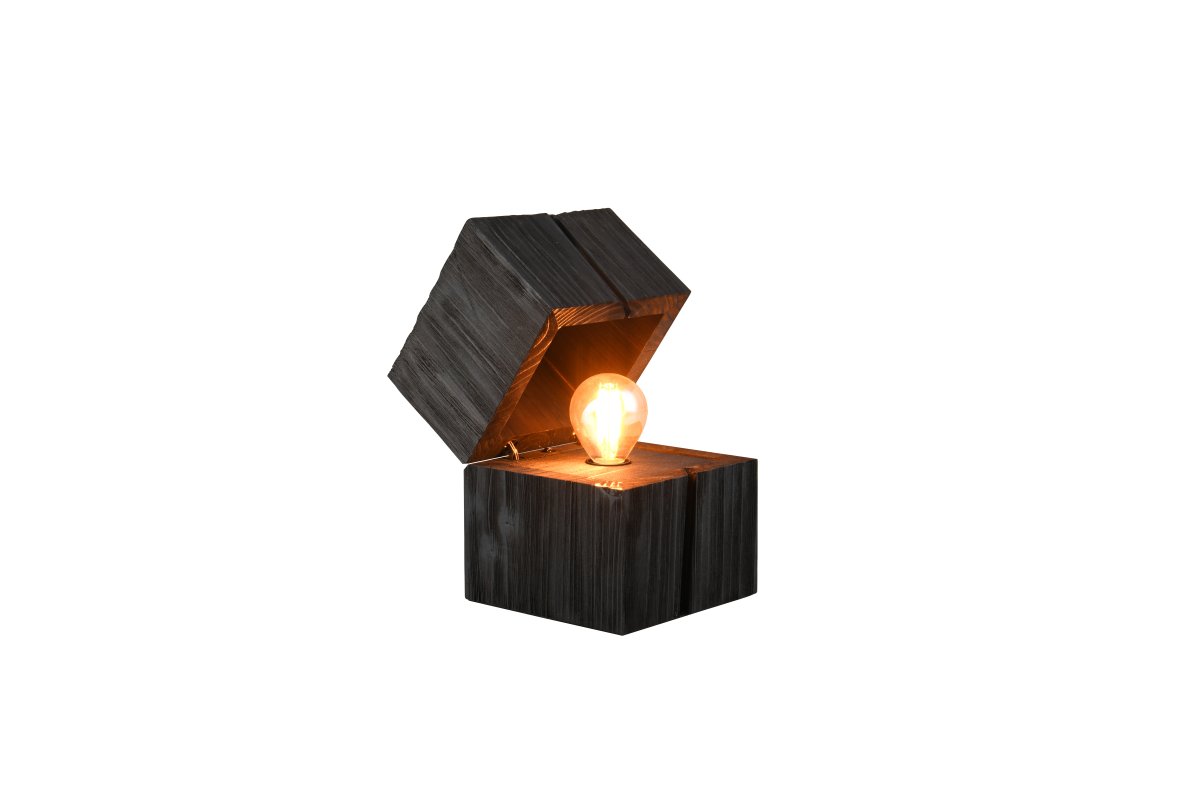 Treasure 16cm Noir lampe de table De Trio Lighting - Un interrupteur de porte allume automatiquement la lampe lorsque le couvercle est ouvert et reste allumé.