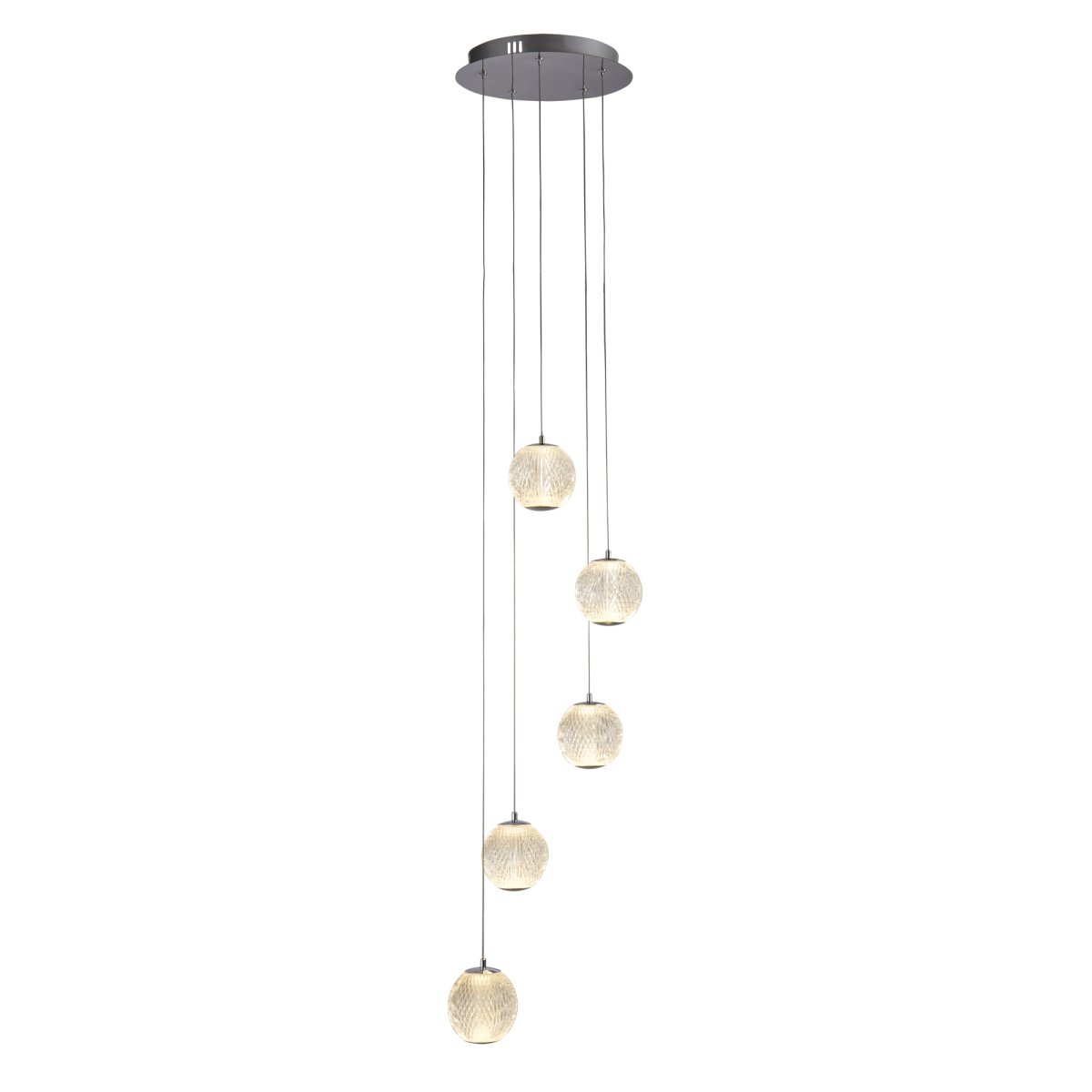 Allure Ø30 Chrome suspension De Searchlight - La hauteur est réglable afin de pouvoir l'adapter à la fois à la fonction de la pièce et à la hauteur du plafond.