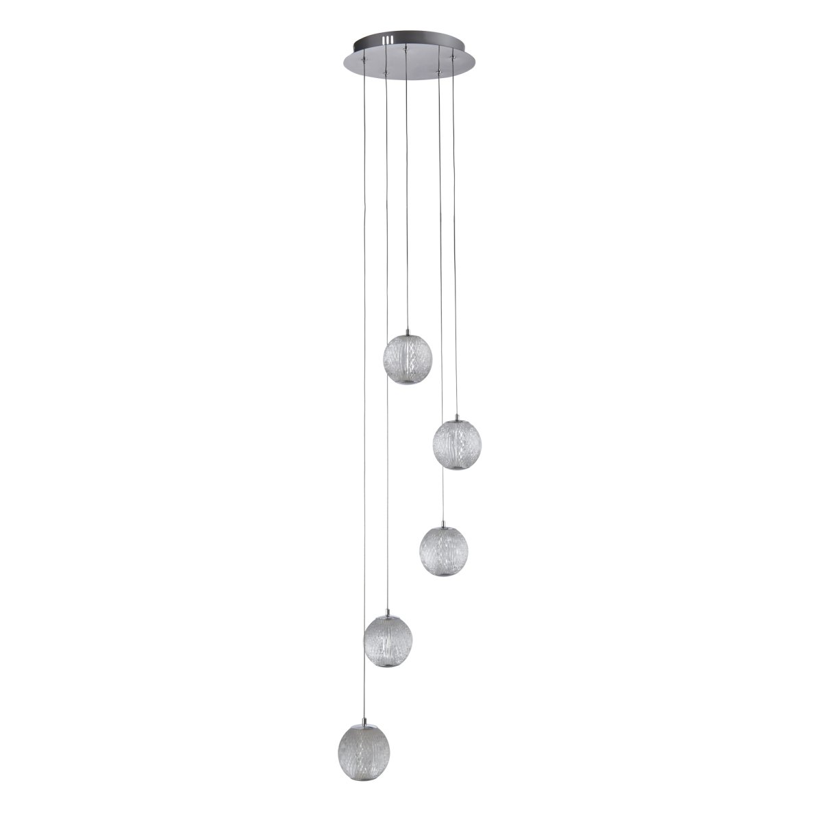 Allure Ø30 Chrome suspension De Searchlight - La hauteur est réglable afin de pouvoir l'adapter à la fois à la fonction de la pièce et à la hauteur du plafond.