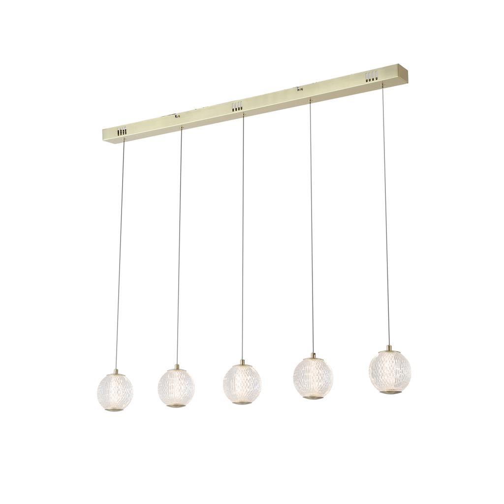Allure 100cm Laiton suspension De Searchlight - La hauteur est réglable afin de pouvoir l'adapter à la fois à la fonction de la pièce et à la hauteur du plafond.