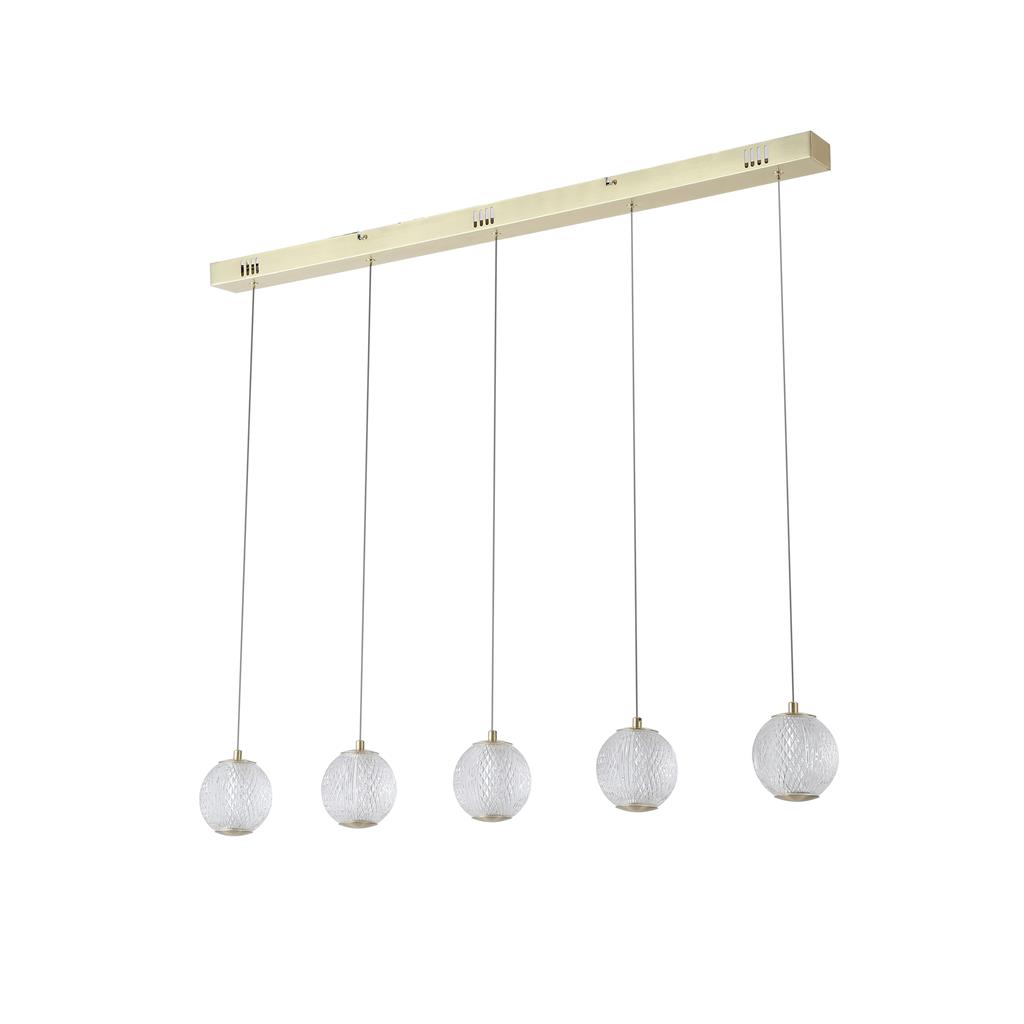 Allure 100cm Laiton suspension De Searchlight - La hauteur est réglable afin de pouvoir l'adapter à la fois à la fonction de la pièce et à la hauteur du plafond.