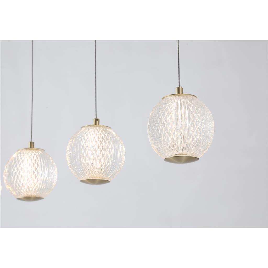Allure 100cm Laiton suspension De Searchlight - La hauteur est réglable afin de pouvoir l'adapter à la fois à la fonction de la pièce et à la hauteur du plafond.