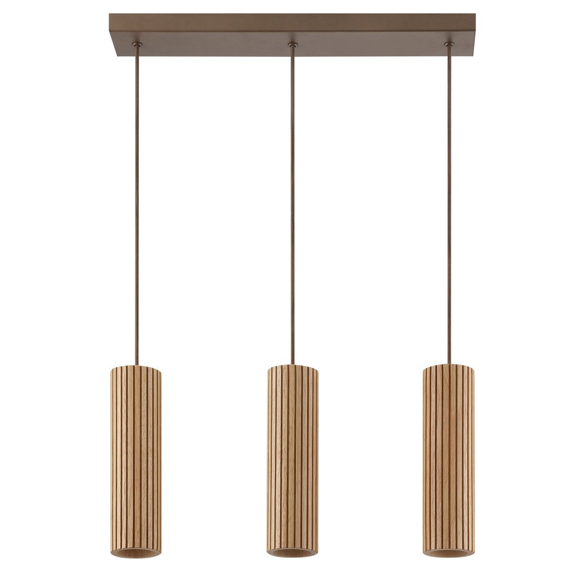Lakewood 50cm Bois suspension De Brilliant - Les trois abat-jour sont alignés et leur hauteur est réglable lors de l'installation afin de s'adapter à la pièce et à l'emplacement souhaité.