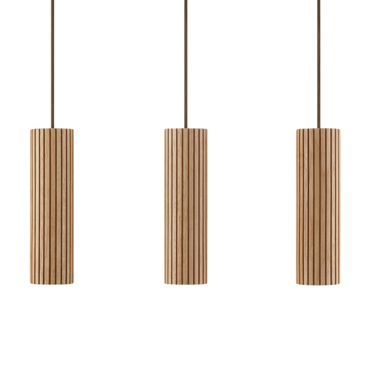 Lakewood 50cm Bois suspension De Brilliant - Les trois abat-jour sont alignés et leur hauteur est réglable lors de l'installation afin de s'adapter à la pièce et à l'emplacement souhaité.