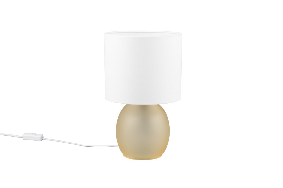 Vela 30cm Ambre lampe de table De Trio Lighting - La combinaison sophistiqu&eacute;e de couleurs blanc et ambre compl&egrave;te le design de la lampe et lui conf&egrave;re une touche intemporelle, ce qui en fait un d&eacute;tail d'ameublement id&eacute;al dans votre maison.