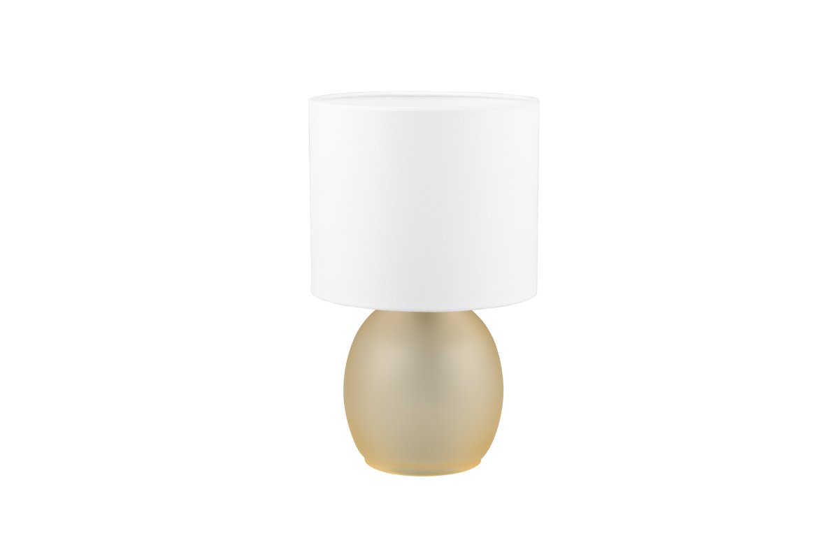 Vela 30cm Ambre lampe de table De Trio Lighting - La combinaison sophistiqu&eacute;e de couleurs blanc et ambre compl&egrave;te le design de la lampe et lui conf&egrave;re une touche intemporelle, ce qui en fait un d&eacute;tail d'ameublement id&eacute;al dans votre maison.
