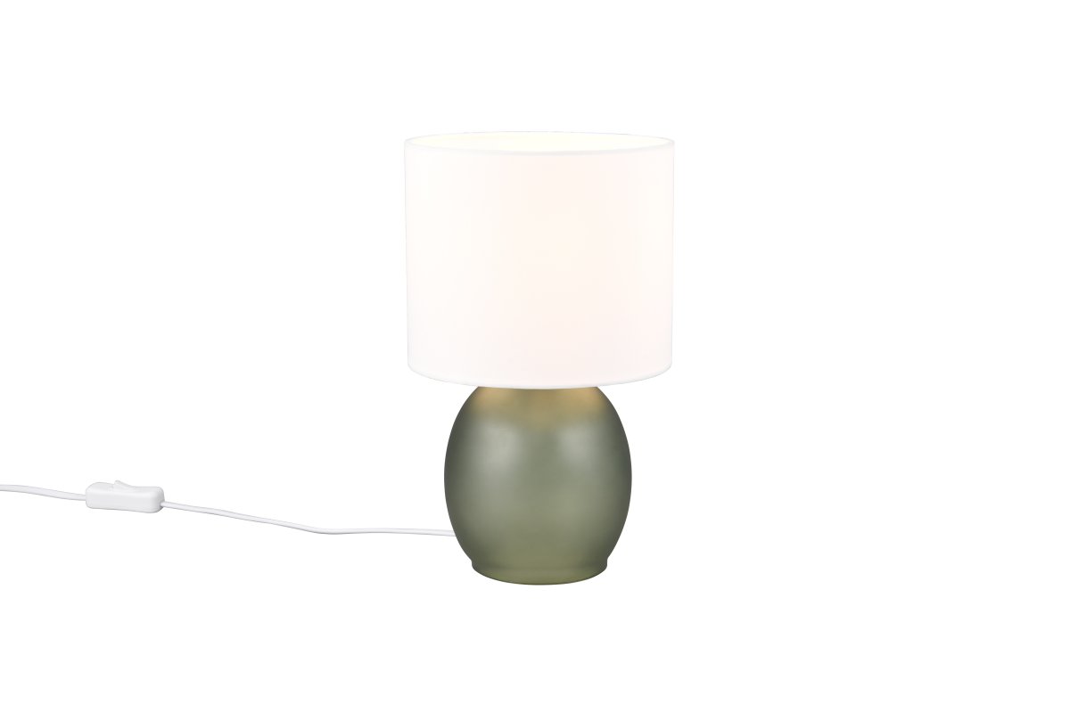 Vela 30cm Vert lampe de table De Trio Lighting - La combinaison sophistiquée de couleurs blanc et vert complète le design de la lampe et lui confère une touche intemporelle, ce qui en fait un détail d'ameublement idéal dans votre maison.