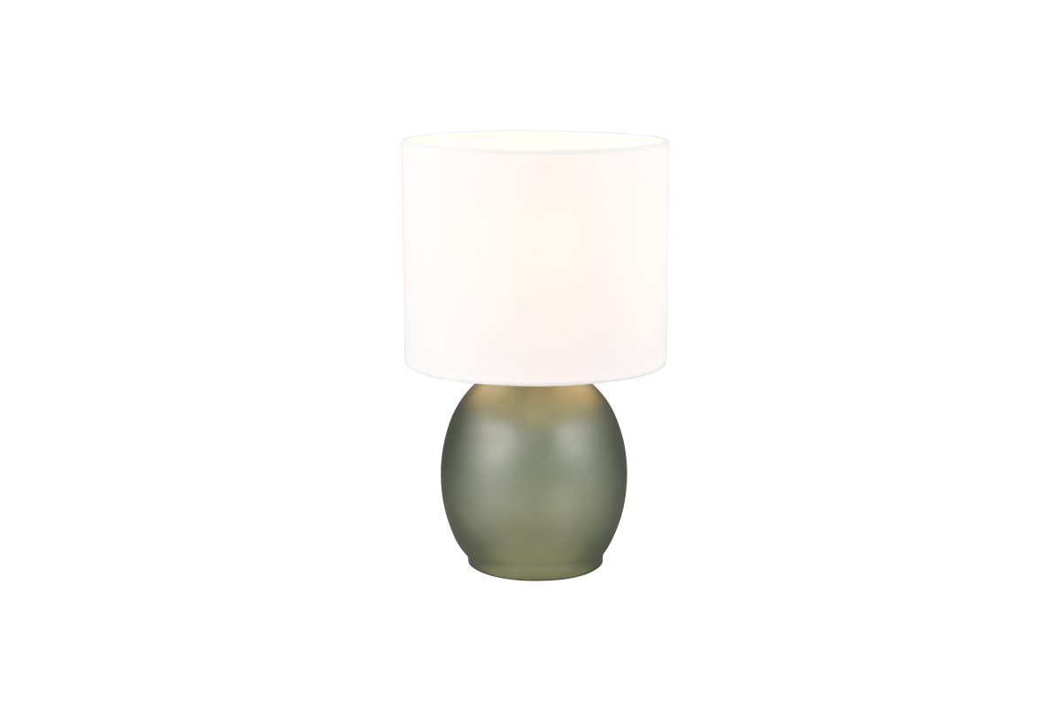 Vela 30cm Vert lampe de table De Trio Lighting - La combinaison sophistiquée de couleurs blanc et vert complète le design de la lampe et lui confère une touche intemporelle, ce qui en fait un détail d'ameublement idéal dans votre maison.