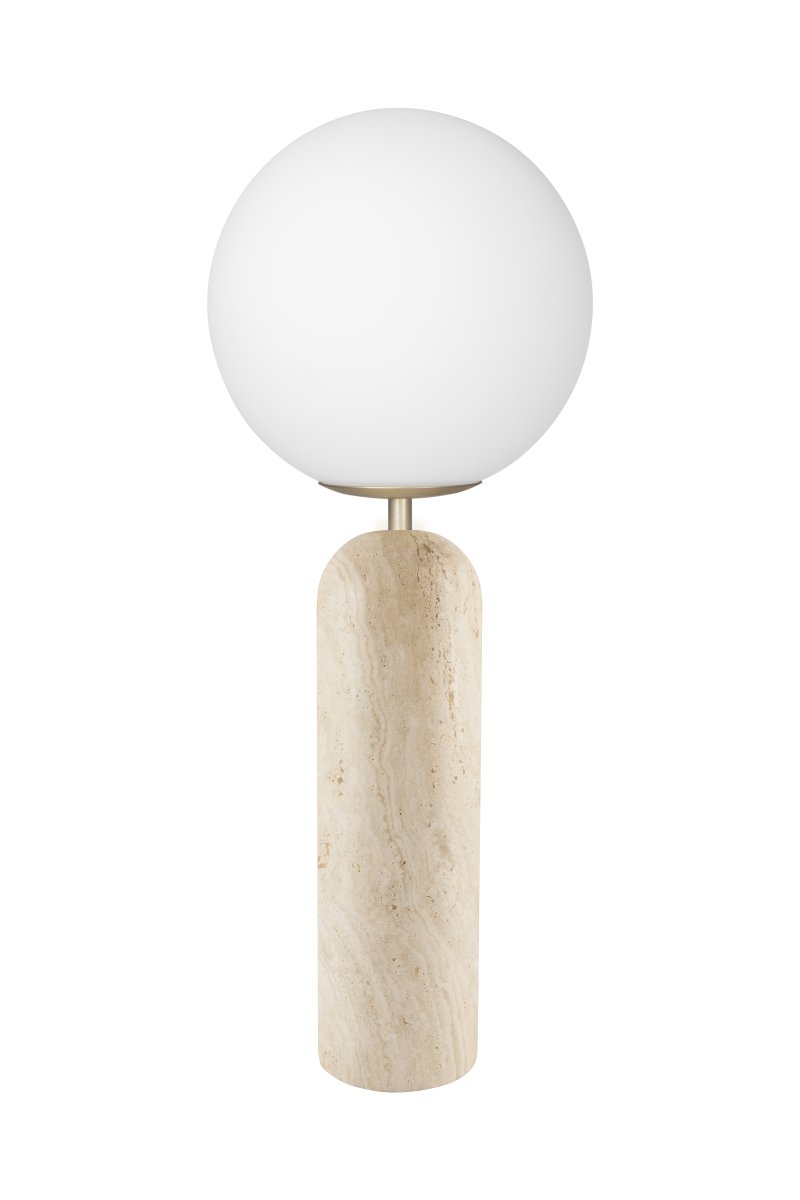 Torrano 53cm Travertin beige lampe de table De Globen Lighting - La pierre est un matériau naturel, et la couleur et les nuances de son marbrure varient, créant un motif unique pour chaque pièce.