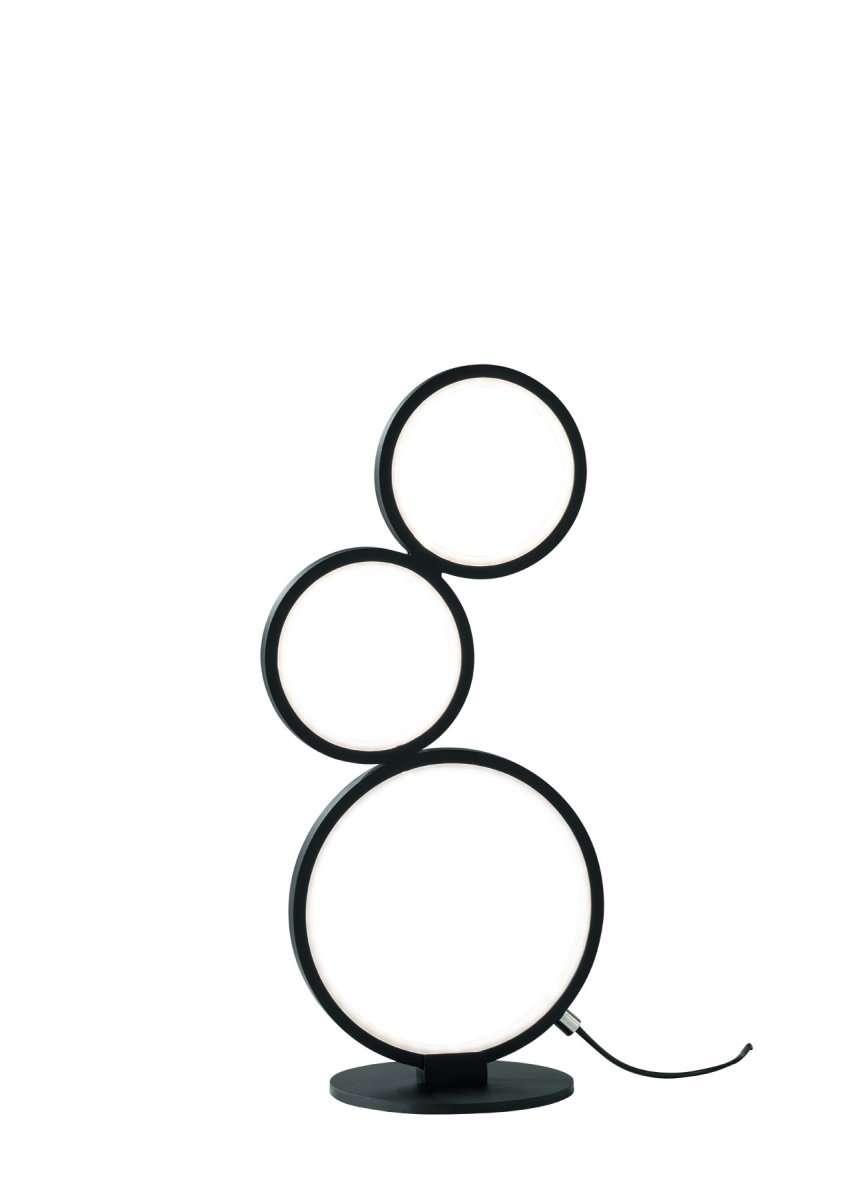 Rondo 45cm Noir lampe de table De Trio Lighting - La lampe de 45 cm de haut dispose d'un variateur intégré, qui est commandé via l'interrupteur à cordon et vous permet de régler de manière flexible la luminosité de la lampe.