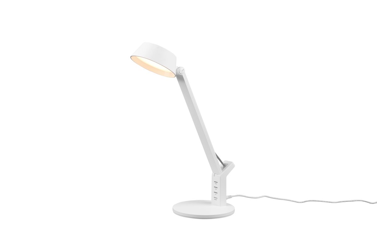 Ava 40cm Blanc lampe de bureau De Trio Lighting - La lampe de table AVA avec variateur à capteur offre un réglage flexible de la luminosité et de la couleur de la lumière du blanc chaud au blanc froid.