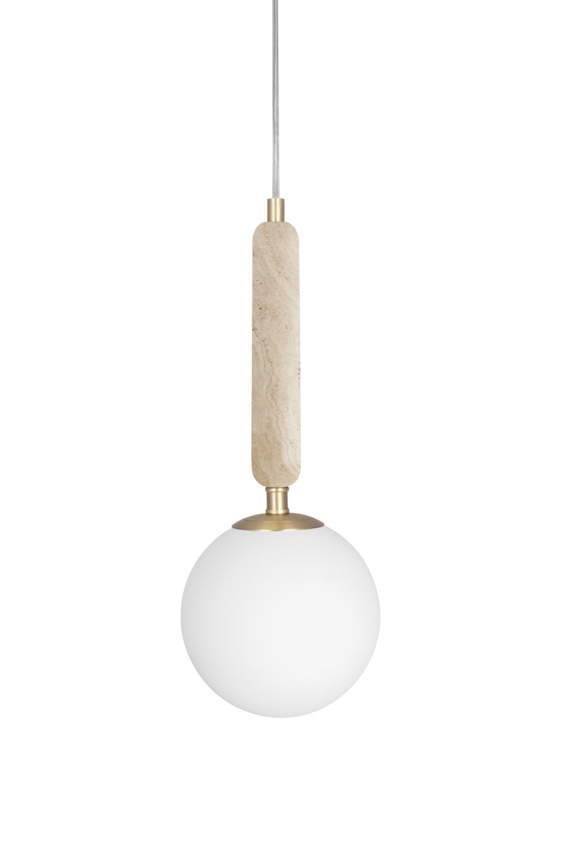Torrano Ø15 Travertin beige lampe de fenêtre De Globen Lighting - La pierre est un matériau naturel, et la couleur et les nuances de son marbrure varient, créant un motif unique pour chaque pièce.