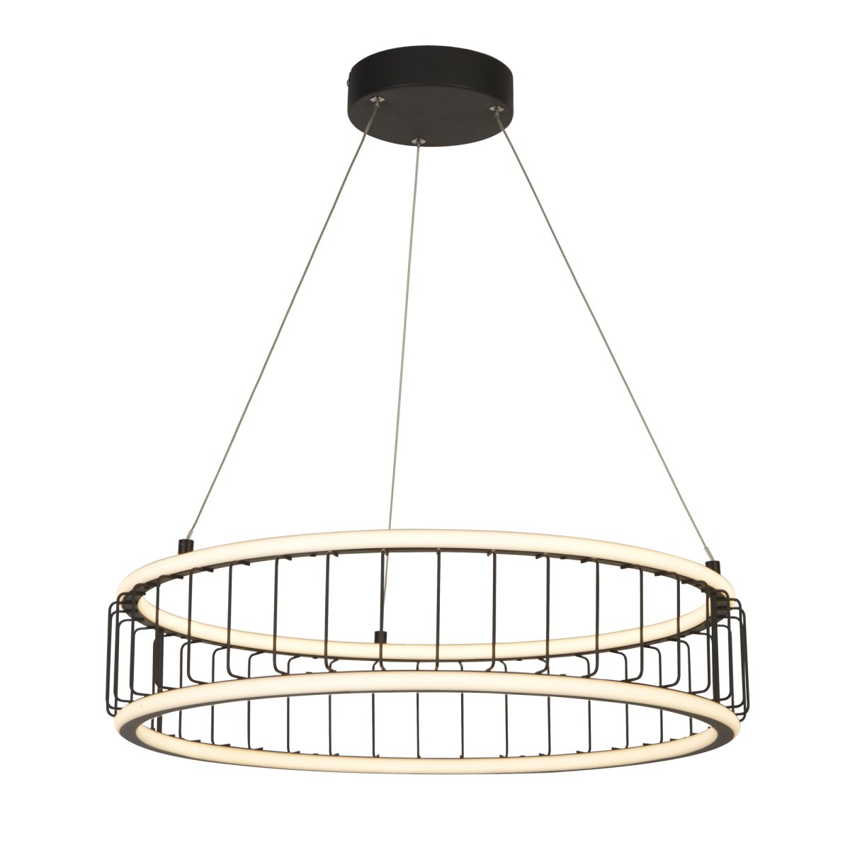Circolo Ø57 Sable noir suspension De Searchlight - Cette fonction unique fournit un éclairage équilibré et uniformément réparti, parfait pour le salon, le couloir, la cuisine ou au-dessus de la table à manger.