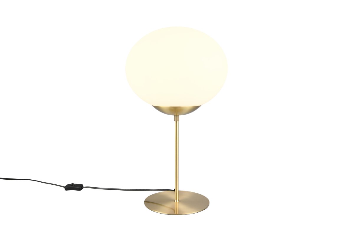Fomento 52cm Laiton mat lampe de table De Trio Lighting - La combinaison du laiton mat et du verre blanc crée une sensation de luxe et d'élégance.