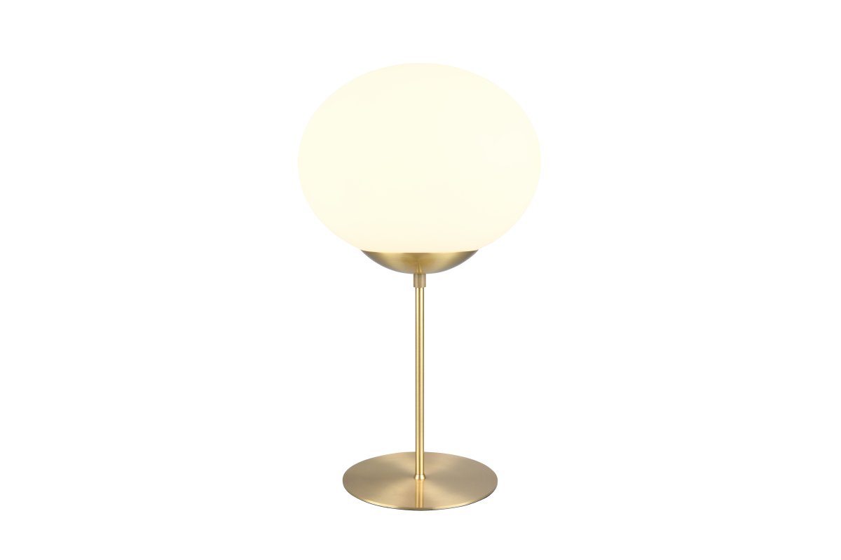 Fomento 52cm Laiton mat lampe de table De Trio Lighting - La combinaison du laiton mat et du verre blanc crée une sensation de luxe et d'élégance.