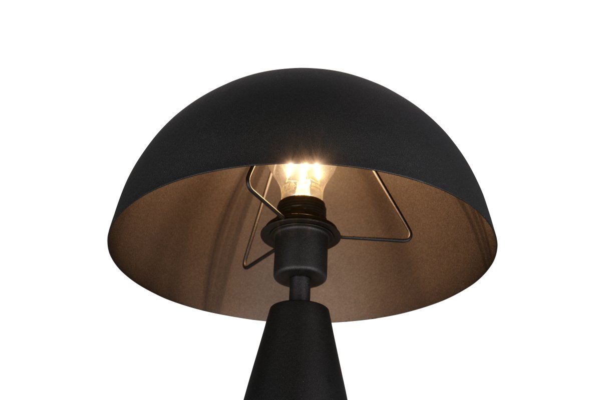 Alfie 43cm Noir lampe de table De Trio Lighting - Avec sa forme élégante de champignon en métal de haute qualité et sa surface noire mate, il fournit une lumière subtile dirigée vers le bas qui crée un éclairage indirect agréable.