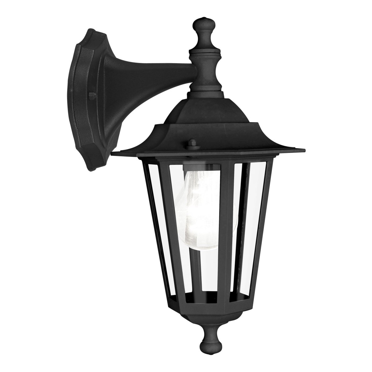 Laterna Noir lampe d’extérieur De Eglo - Son verre transparent laisse entrevoir la source lumineuse, cr&eacute;ant une lumi&egrave;re douce et chaleureuse.