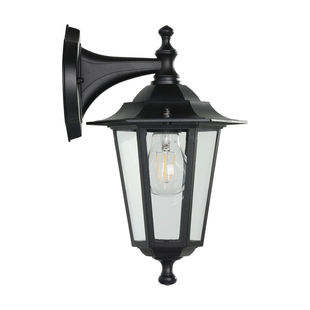 Laterna Noir lampe d’extérieur De Eglo - Son verre transparent laisse entrevoir la source lumineuse, cr&eacute;ant une lumi&egrave;re douce et chaleureuse.