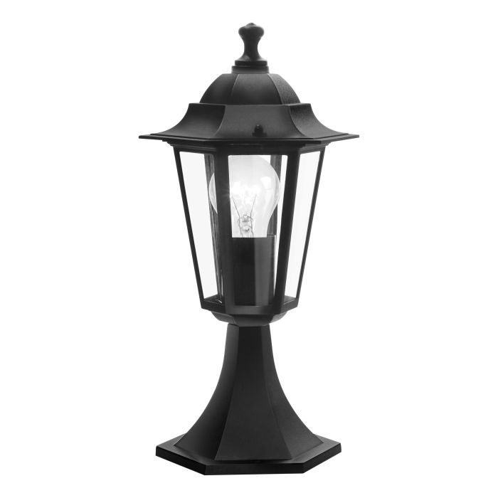 Laterna 38cm Noir De Eglo - Fabriqué à partir d'un matériau robuste et doté d'un verre transparent pour une répartition optimale de la lumière, il fournit une lumière chaleureuse et invitante aux entrées, dans les jardins et sur les allées.