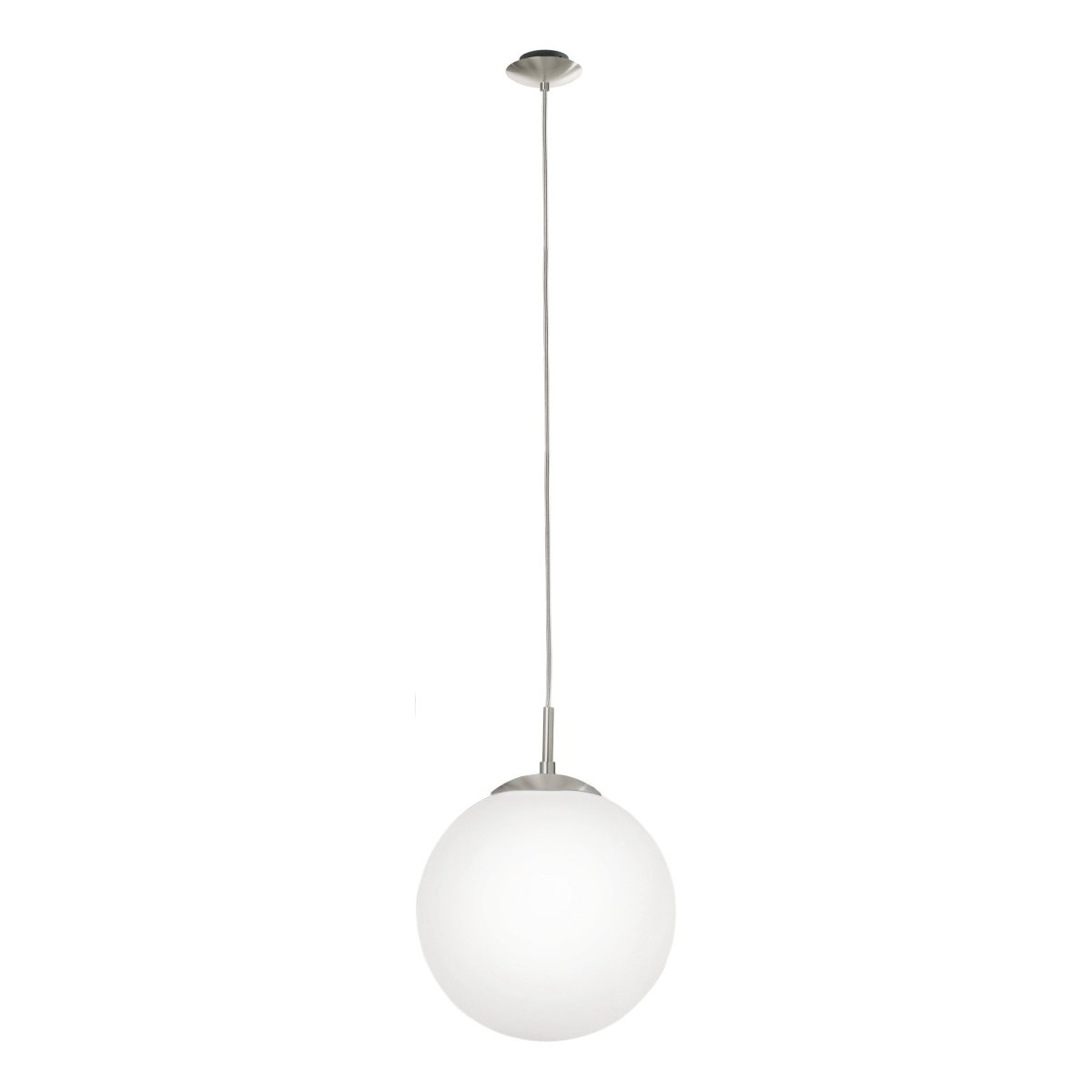 Rondo Ø30 nickel mat suspension De Eglo - Id&eacute;ale au-dessus d'une table &agrave; manger, dans un couloir ou comme &eacute;clairage d'ambiance dans le salon, elle allie fonctionnalit&eacute; et esth&eacute;tique.