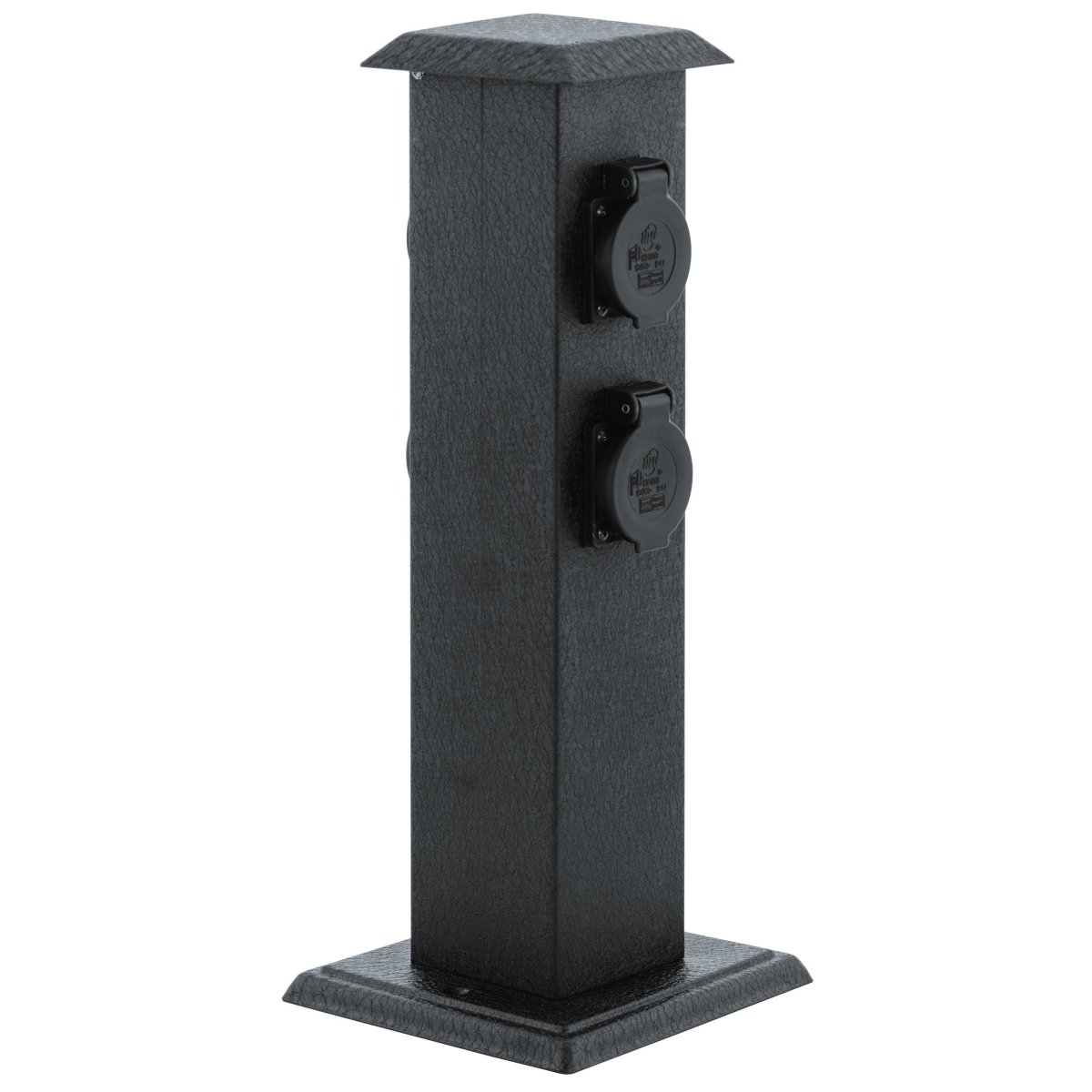 Park 40cm Noir bornes De Eglo - &Eacute;quip&eacute;e de quatre prises 230 V, elle permet de brancher facilement des appareils tels que des luminaires de jardin, des outils ou autres &eacute;quipements.