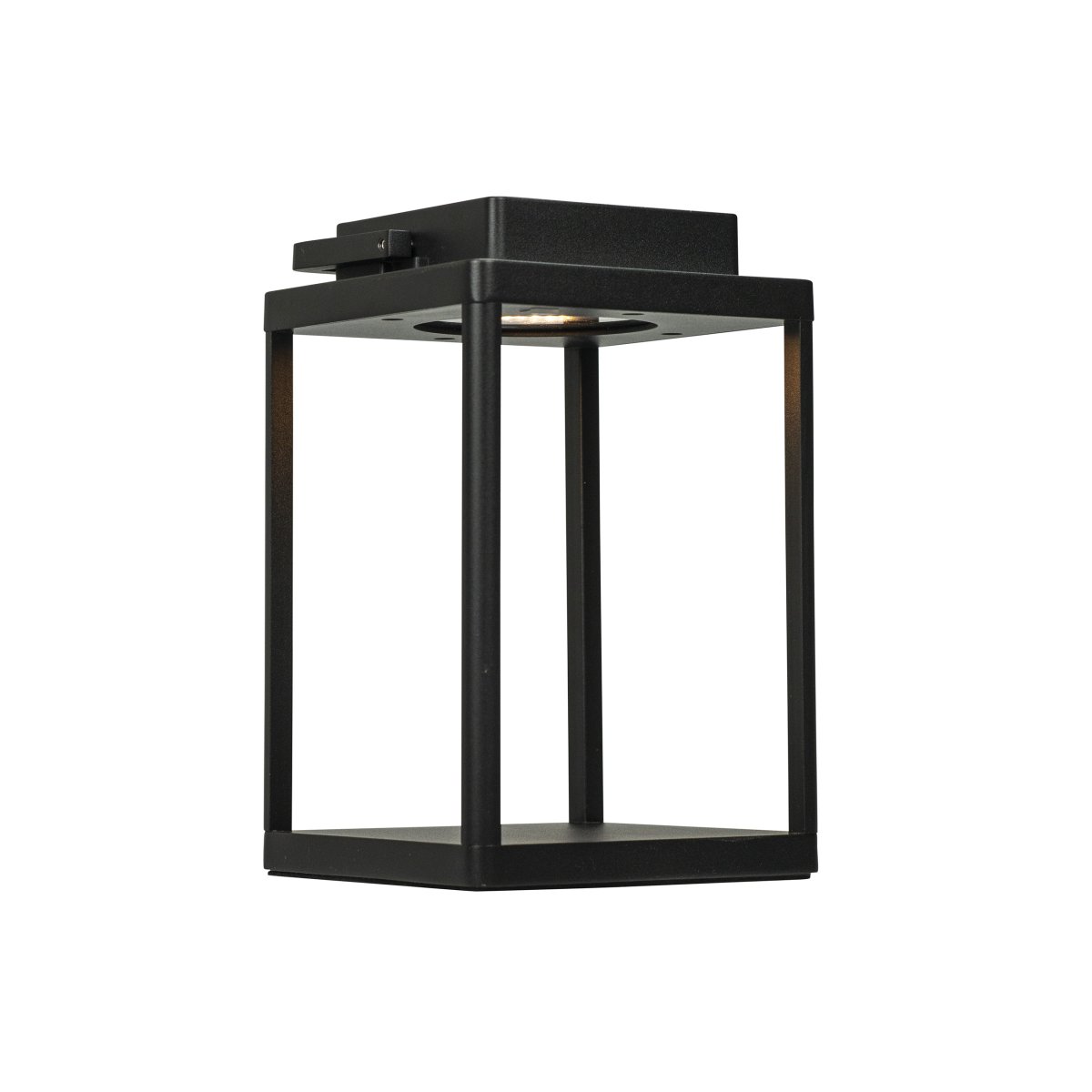 Lucca 24cm Noir portable De Dyberg Larsen - La lanterne Lucca en métal robuste avec poignée de transport et LED intégrée en haut est parfaite comme décoration pour la terrasse, le balcon ou devant la porte d'entrée.