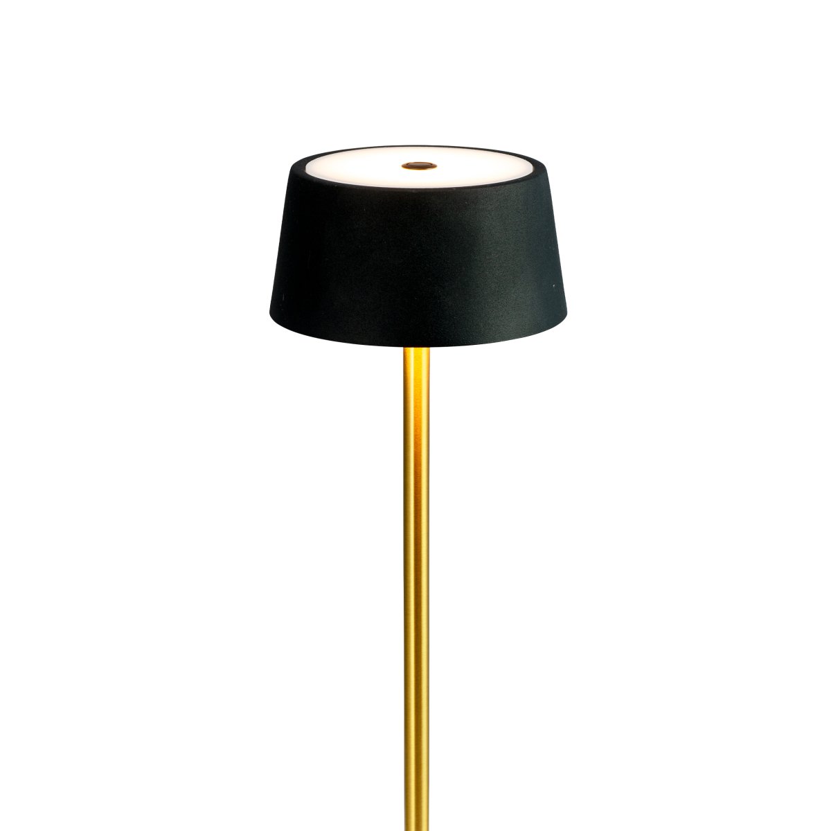 Yoyo LED 33cm Laiton portable De Dyberg Larsen - La fonction tactile douce sur le dessus contr&ocirc;le trois niveaux d'&eacute;clairage et le rend parfait pour les endroits avec un espace limit&eacute; - par exemple sur un rebord de fen&ecirc;tre &eacute;troit, sur une table plus petite ou en groupe sur la table &agrave; manger pour une d&eacute;coration de table &eacute;l&eacute;gante.