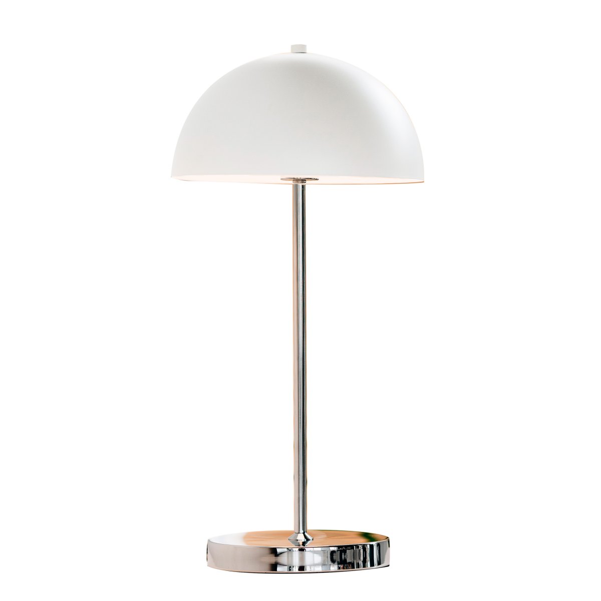 Garda 55cm Chrome portable De Dyberg Larsen - Le design &eacute;l&eacute;gant de la lampe &eacute;met une lumi&egrave;re chaude et agr&eacute;able et la rend id&eacute;ale pour le bureau, la table de chevet ou la table d'appoint du salon.