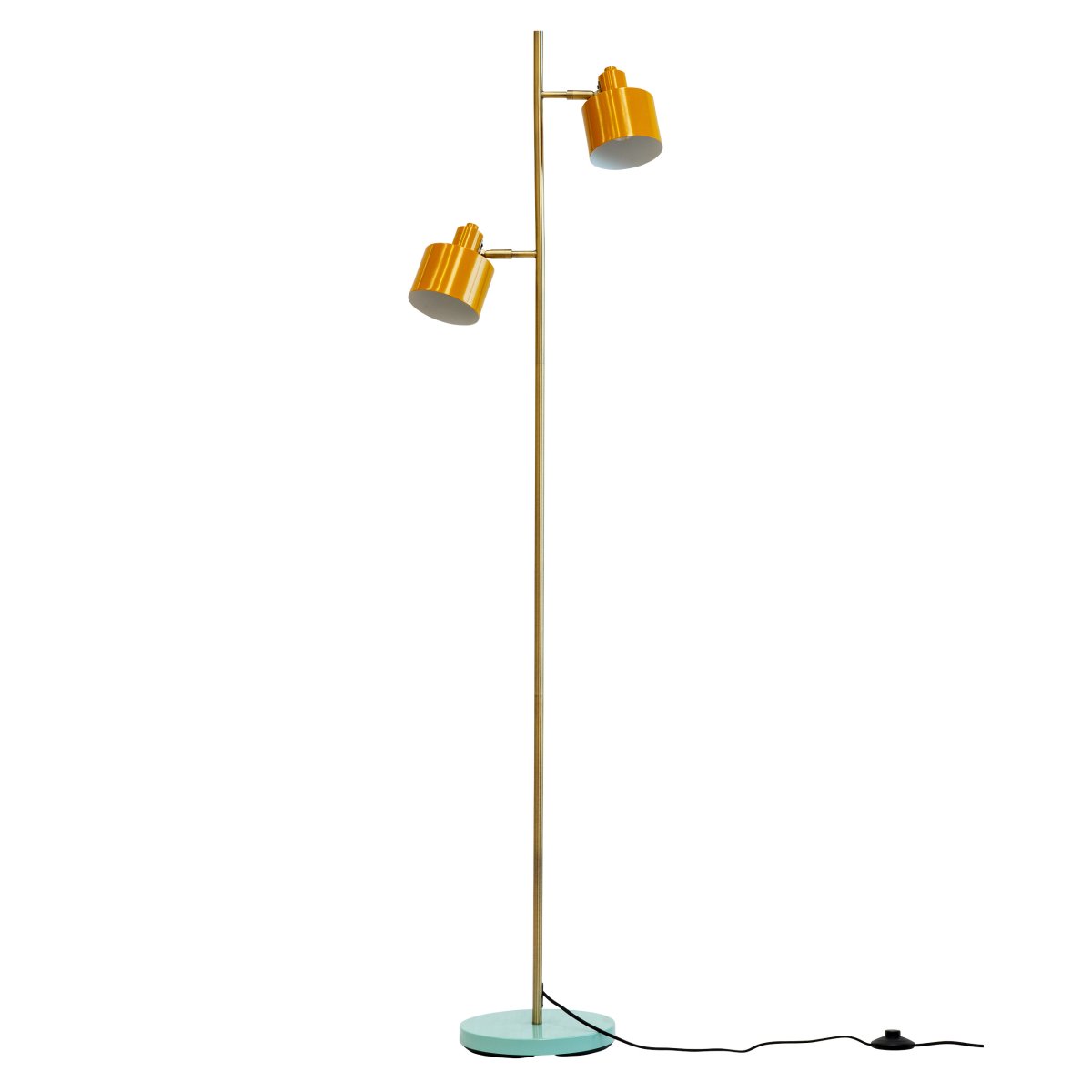 Ocean Multicolore lampadaire De Dyberg Larsen - Le pied de lampe est en laiton et poli &agrave; la main, ce qui cr&eacute;e une variation de couleur unique.