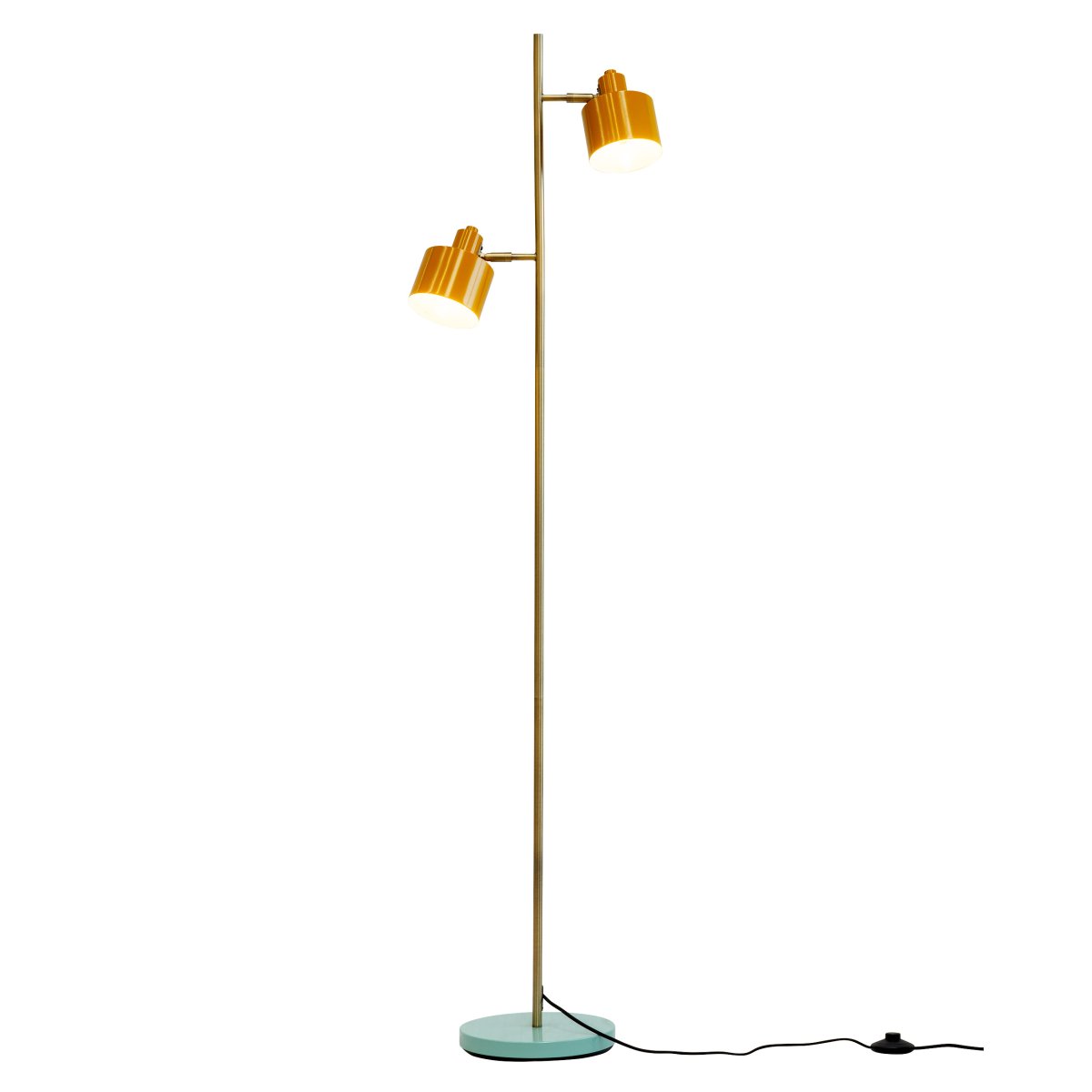 Ocean Multicolore lampadaire De Dyberg Larsen - Le pied de lampe est en laiton et poli &agrave; la main, ce qui cr&eacute;e une variation de couleur unique.
