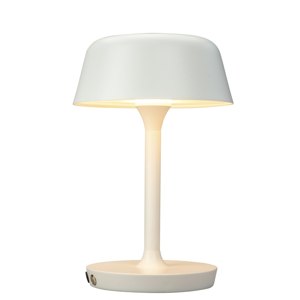 Valencia 30cm Blanc portable De Dyberg Larsen - La lampe est légère et sans fil et possède des bords doux et esthétiques.